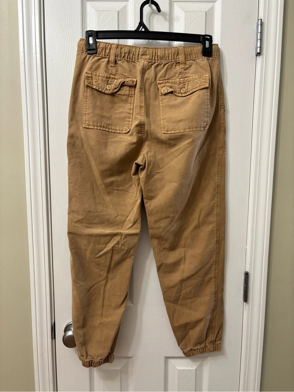 American Eagle Aerie Cargo Jogger Pants Size Small Tan Drawstring Utility Casual